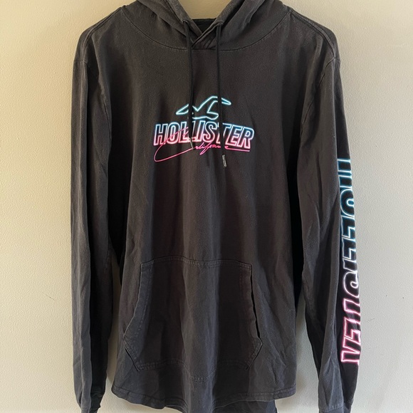 Hollister Dark Hoodie with Neon Highlights - Picture 1 of 3